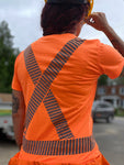 Chandail orange ou jaune à bandes réfléchissantes