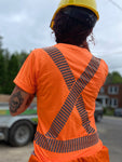 Chandail orange ou jaune à bandes réfléchissantes