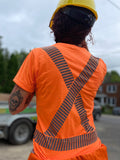 Chandail orange ou jaune à bandes réfléchissantes