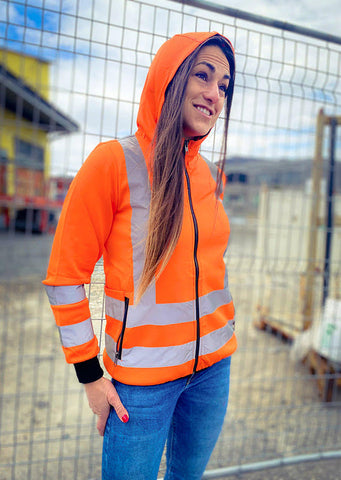 Veste orange avec bandes de haute visibilité